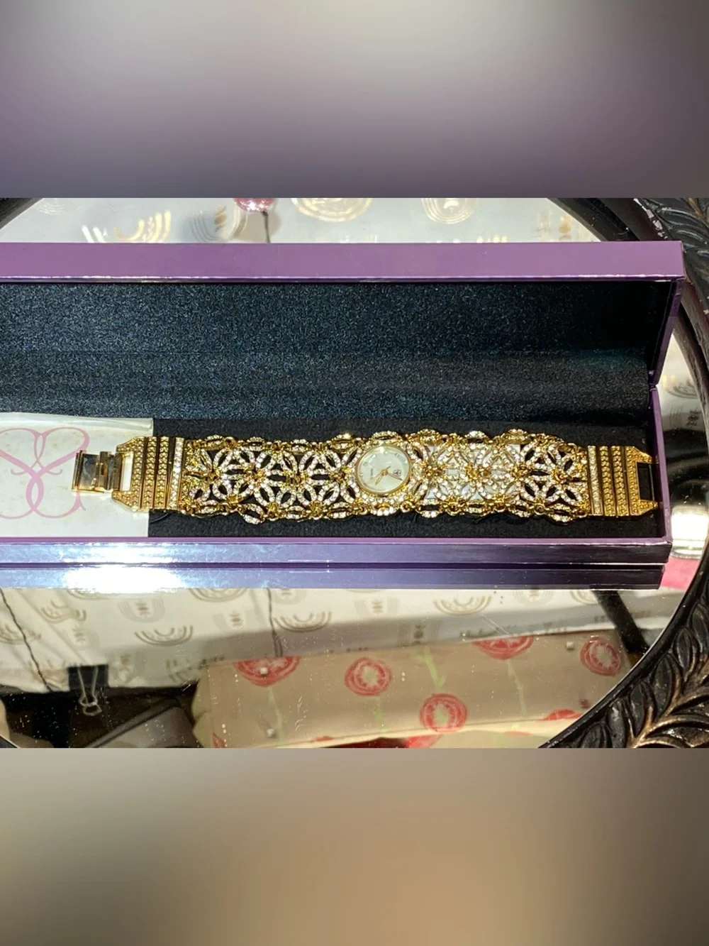 Vintage Suzanne Somers Gold Filigree Bracelet Watch